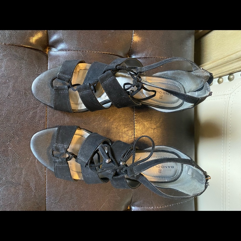Zip up back/ laced sandals